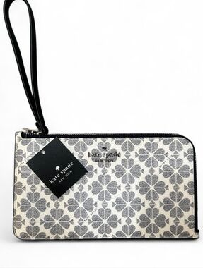 KATE SPADE NEW YORK NWT Lucy Spade Flower Medium L-Zip Wristlet